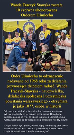 Historyczne - Wanda Traczyk Stawska Uhonorowana Orderem Uśmiechu.jpg